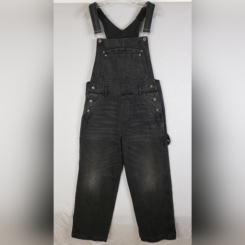 Free People Boyish Kenny Overalls Denim Jumpsuit in Midnight Cowboy Black size S - Picture 3 of 16